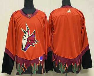 Men%27s Arizona Coyotes Blank Orange 2022 Reverse Retro Stitched Jersey